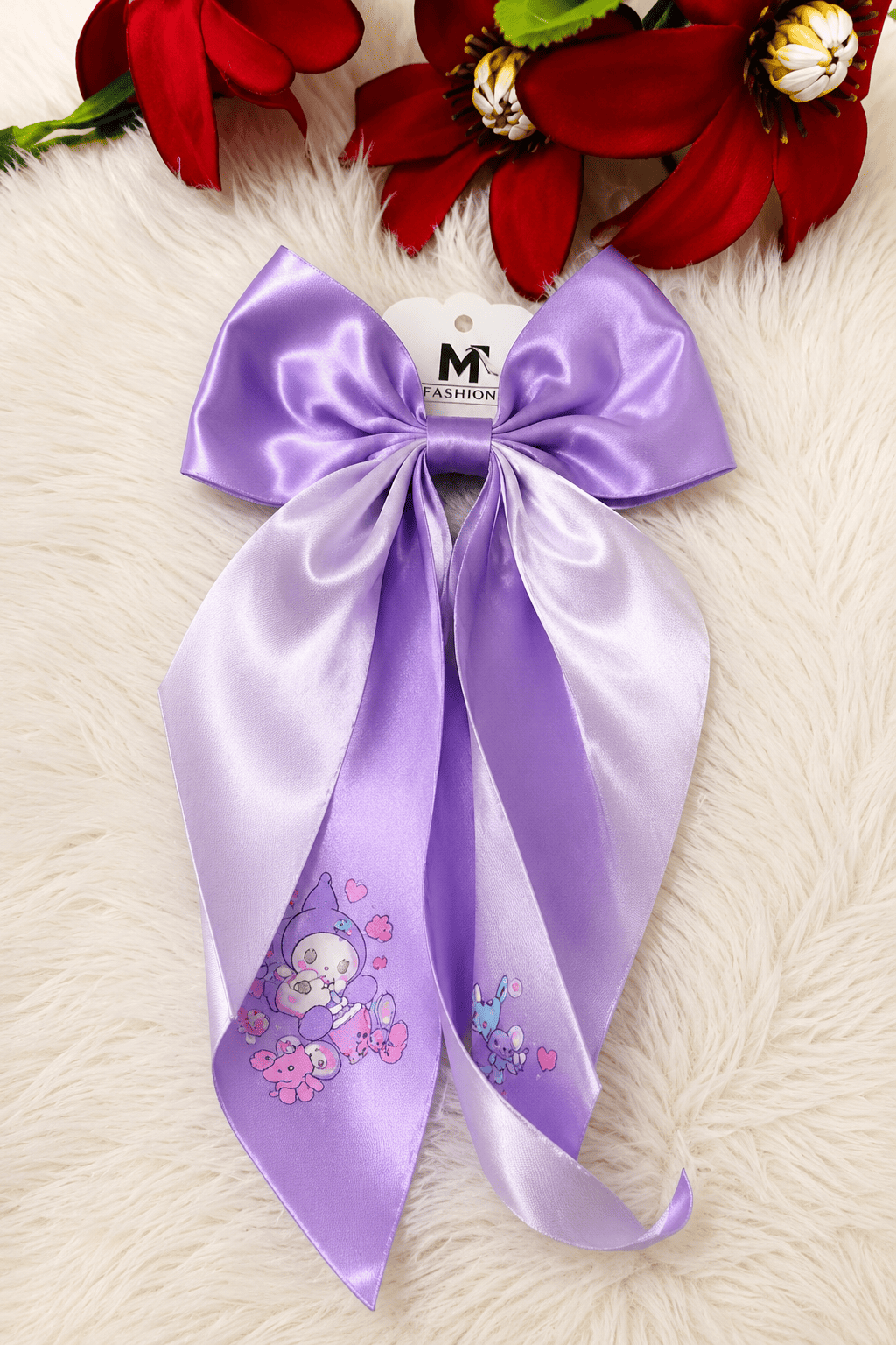 Bow tail hair clip satin cloth